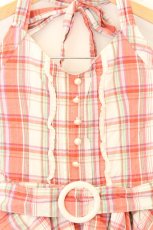 画像2: TRALALA / ホルターチェックワンピース  アカ系 O-26-08-03-040-LO-OP-OW-OS (2)