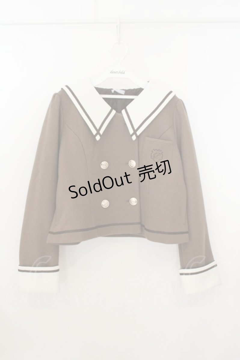 画像1: axes femme POETIQUE / セーラーカラーショートコート M ブラウン O-26-08-03-024-AX-CO-IG-ZTC082 (1)