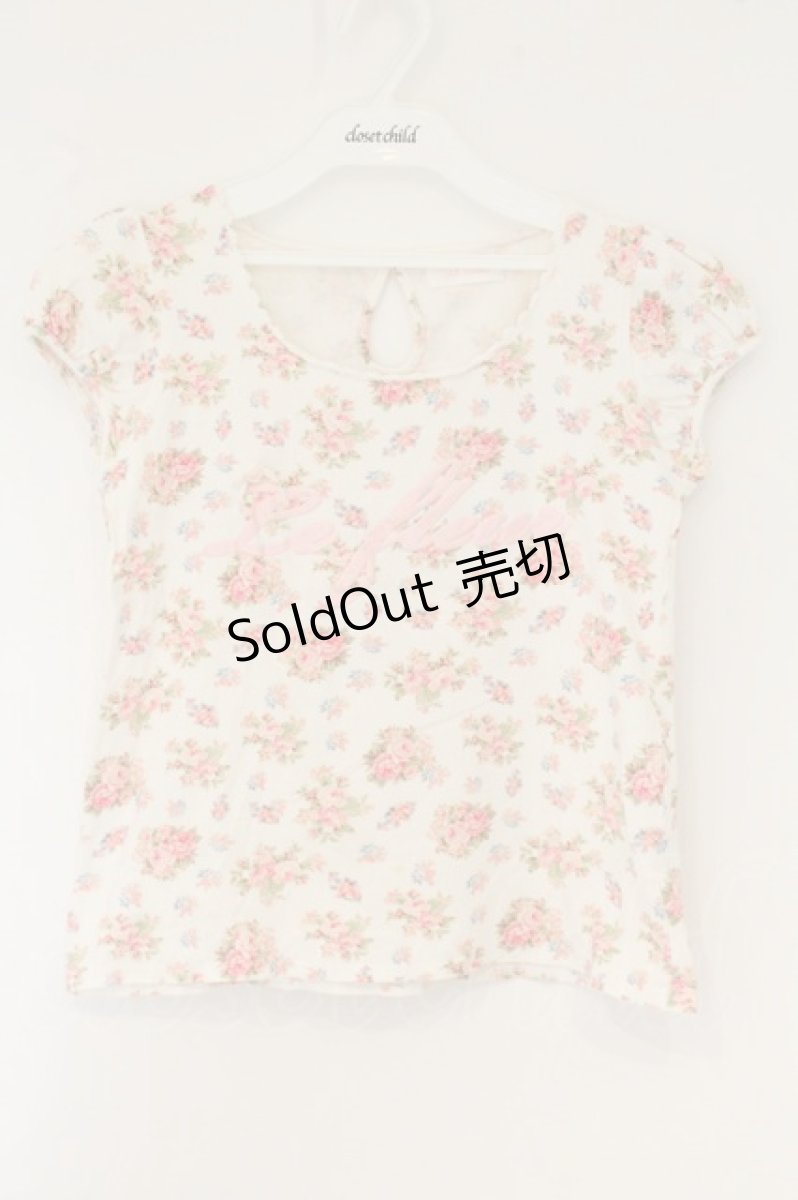 画像1: LIZ LISA / ロゴ薔薇柄Tシャツ  アイボリー O-26-08-04-004-LO-TS-OW-OS (1)