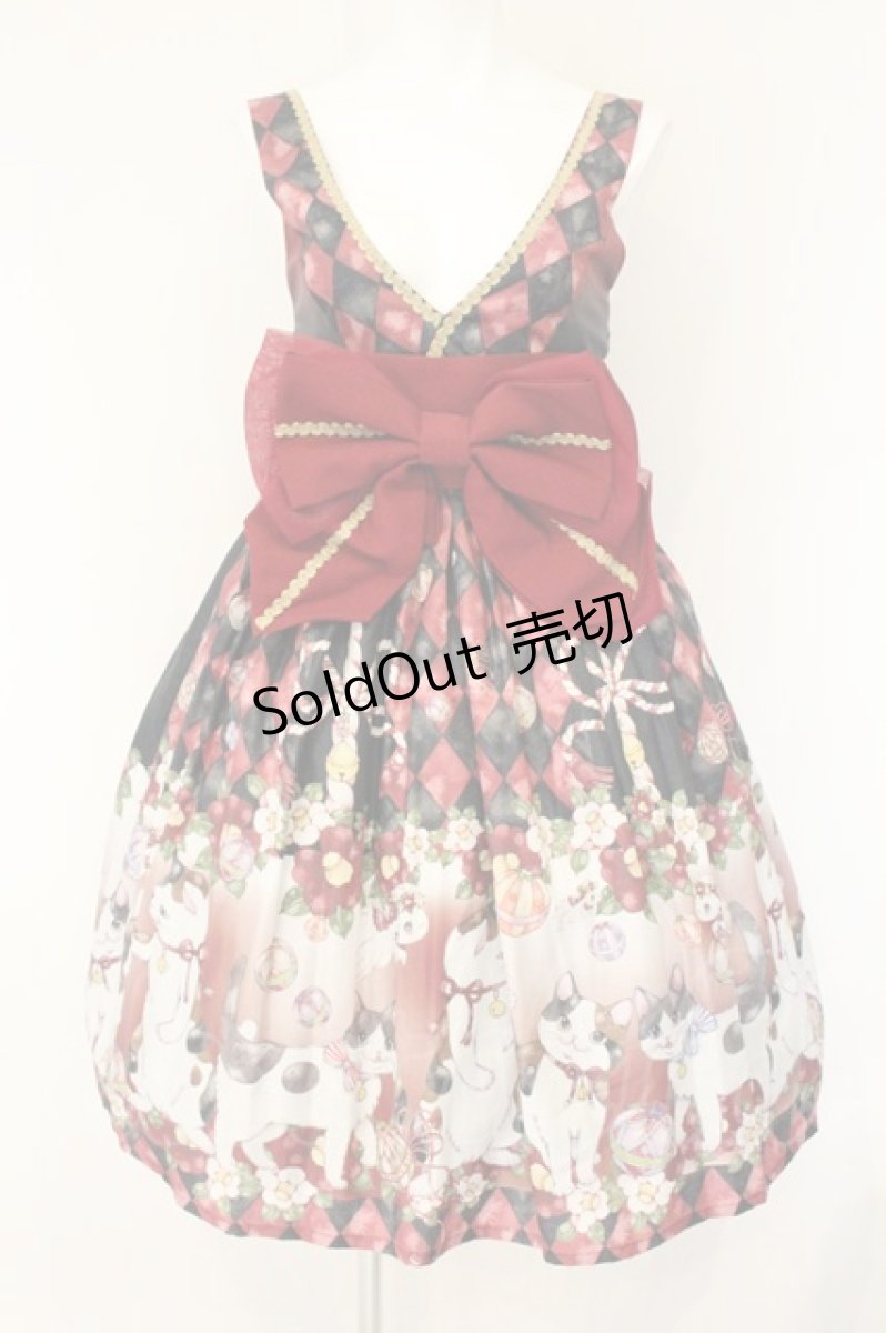 画像1: Royal Princess Alice / 大正浪漫ニャンコ日和（たまコラボ）帯付きドレス  アカ系 O-26-08-04-039-LO-OP-OW-OS (1)