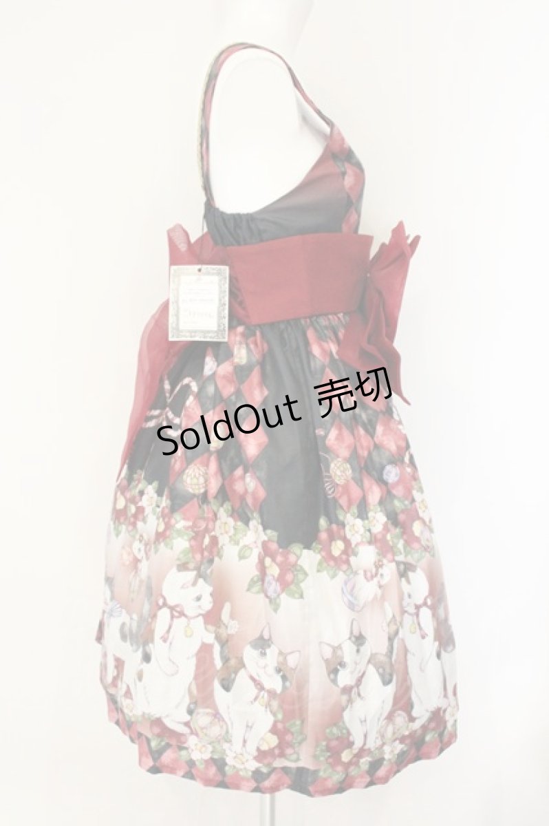 画像4: Royal Princess Alice / 大正浪漫ニャンコ日和（たまコラボ）帯付きドレス  アカ系 O-26-08-04-039-LO-OP-OW-OS (4)