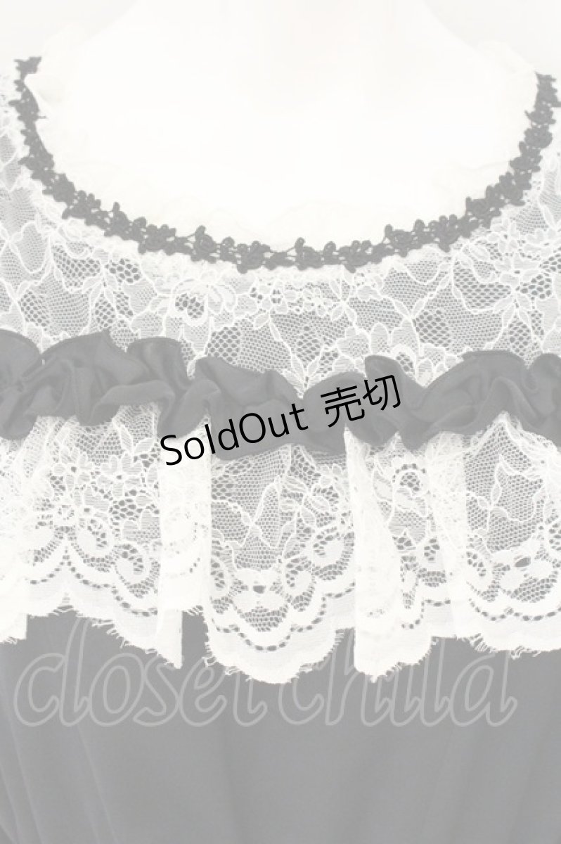 画像2: Pina sweetcollection / レーシーサテンワンピース  クロ×シロ O-26-08-04-040-LO-OP-OW-OS (2)