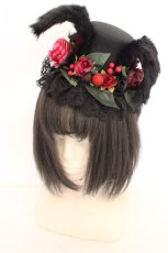 画像1: GOTHIC HOLIC / 耳しっぽミニハット  ブラック O-26-08-04-1009-PU-AC-IG-OS (1)