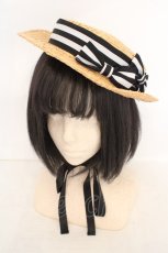 画像1: LIEF / 2015 SailorSeriesストローハット  ナチュラル×クロ O-26-08-04-1010-LO-AC-IG-OS (1)