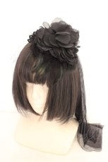 画像1: GOTHその他 / チュールコサージュクリップ  ブラック O-26-08-04-1012-GO-AC-IG-OS (1)