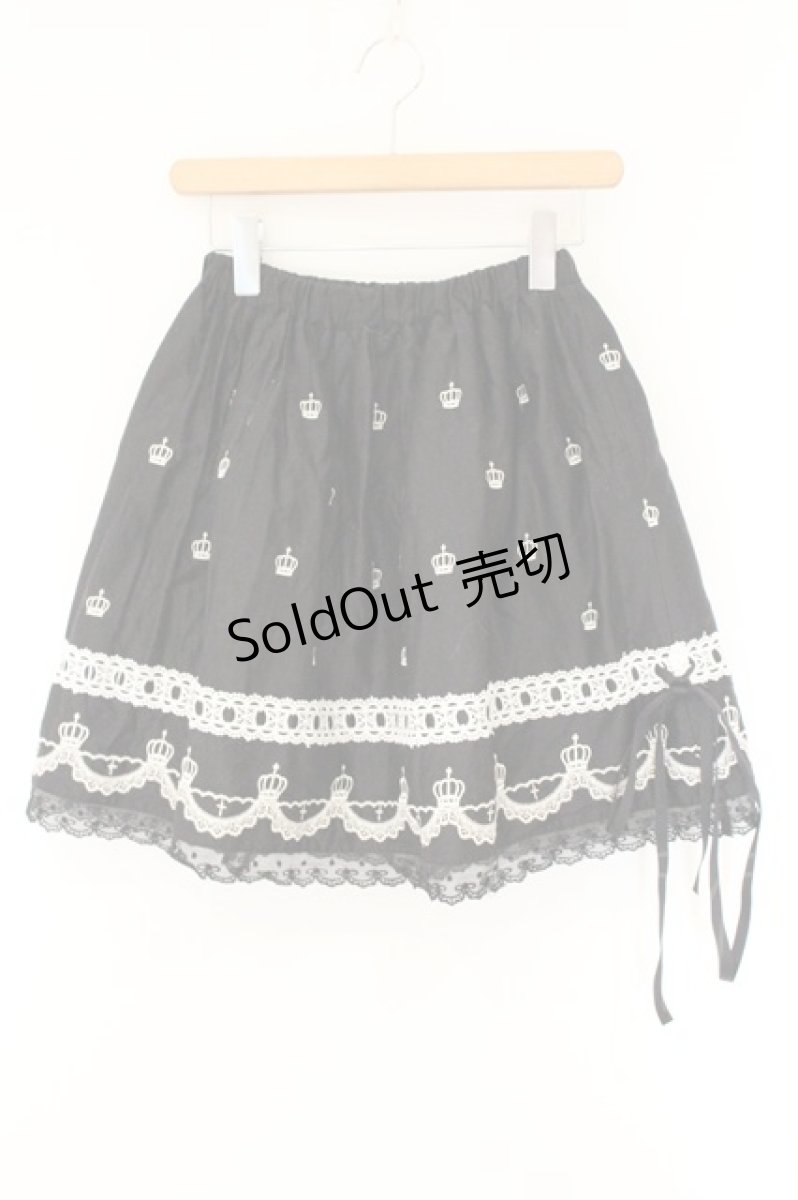 画像1: BPN / クラウン刺繍スカート M ブラック O-26-08-04-049-GO-SK-IG-OS (1)
