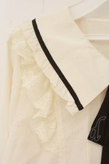 画像2: axes femme POETIQUE / タイ付きピンタックブラウス M オフシロ×ブラウン O-26-08-04-056-AX-BL-IG-OS (2)