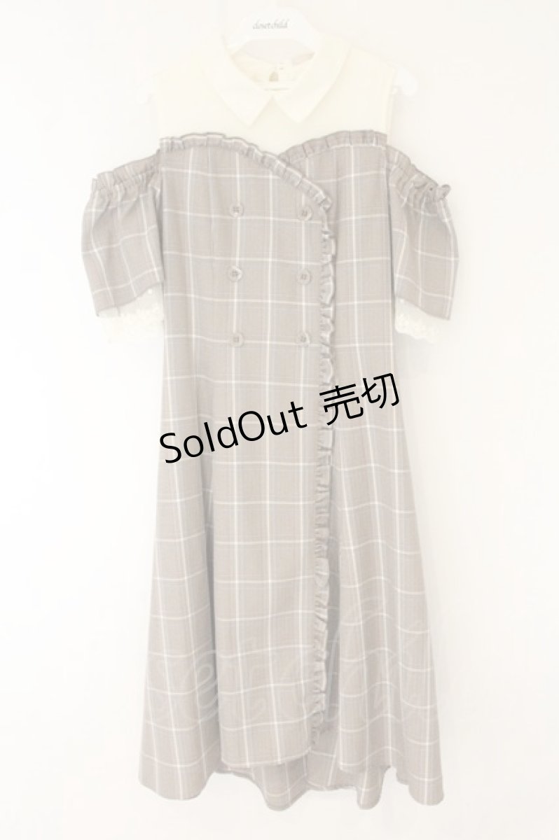 画像1: axes femme POETIQUE / オフショルチェックシャツワンピース M ブラウン×アイボリー O-26-08-04-059-AX-OP-IG-OS (1)