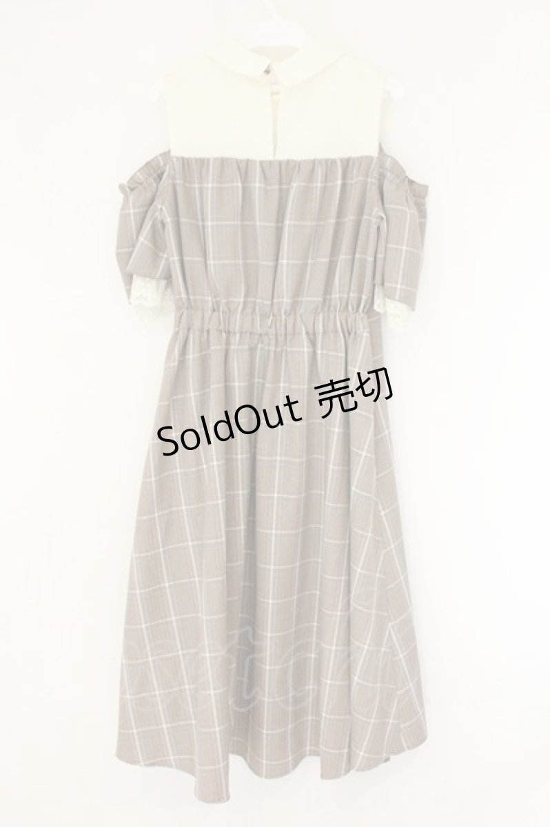 画像4: axes femme POETIQUE / オフショルチェックシャツワンピース M ブラウン×アイボリー O-26-08-04-059-AX-OP-IG-OS (4)