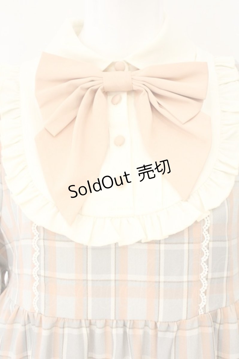 画像2: axes femme / チェック柄ワンピース  オレンジ×グレーチェック O-26-08-04-060-AX-OP-IG-OS (2)