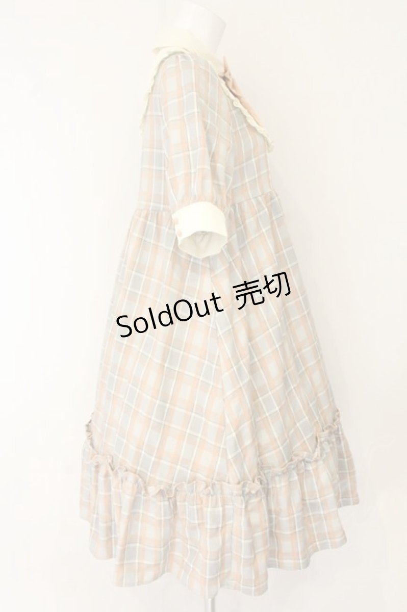 画像3: axes femme / チェック柄ワンピース  オレンジ×グレーチェック O-26-08-04-060-AX-OP-IG-OS (3)
