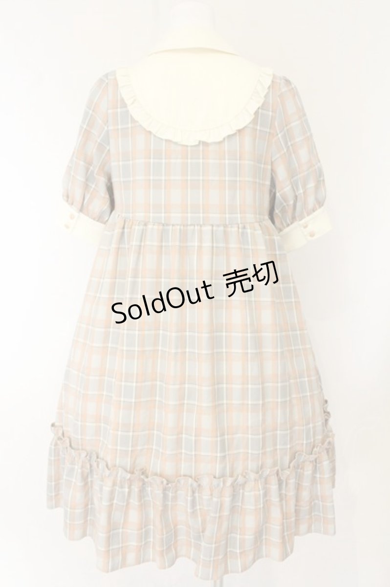 画像4: axes femme / チェック柄ワンピース  オレンジ×グレーチェック O-26-08-04-060-AX-OP-IG-OS (4)