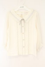 画像1: axes femme POETIQUE / フリルブラウスカットプルオーバー M オフシロ×グレー O-26-08-04-062-AX-TO-IG-OS (1)