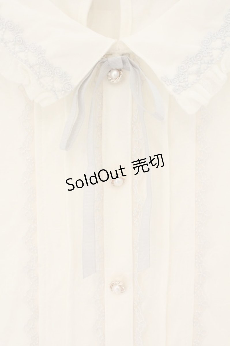 画像2: axes femme POETIQUE / フリルブラウスカットプルオーバー M オフシロ×グレー O-26-08-04-062-AX-TO-IG-OS (2)