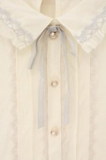 画像2: axes femme POETIQUE / フリルブラウスカットプルオーバー M オフシロ×グレー O-26-08-04-062-AX-TO-IG-OS (2)
