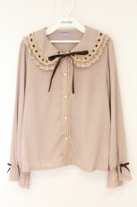 画像1: axes femme kawaii / はしごレースブラウス M モカ O-26-08-04-063-AX-BL-IG-OS (1)