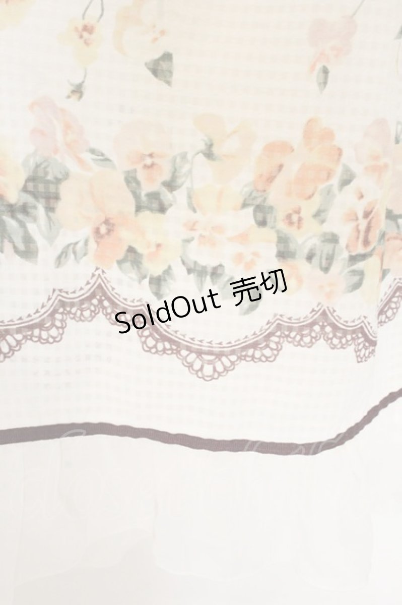 画像3: axes femme POETIQUE / パンジー柄フリルワンピース M オフシロ O-26-08-04-070-AX-OP-IG-OS (3)