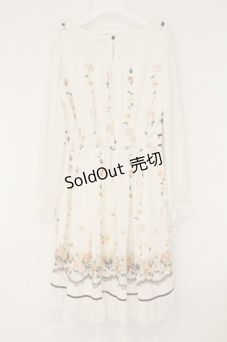 画像4: axes femme POETIQUE / パンジー柄フリルワンピース M オフシロ O-26-08-04-070-AX-OP-IG-OS (4)