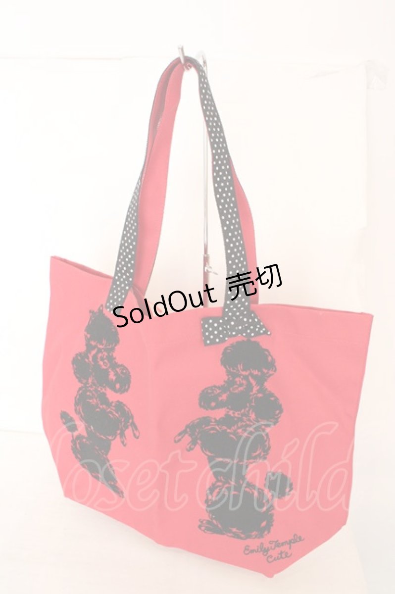 画像1: Emily Temple cute / プードルフロッキートートバッグ  アカ×クロ O-26-08-05-023-ET-BG-OW-ZT0808P (1)