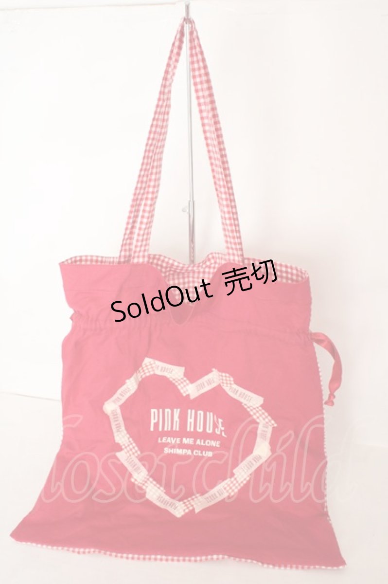 画像1: PINK HOUSE / ハートプリント巾着バッグ  アカ O-26-08-05-025-LO-BG-IG-ZT710 (1)