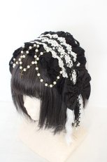 画像1: LOLITA他 / パールチェーンヘッドドレス  クロ×シロ O-26-08-05-007-LO-AC-IG-ZT639-F005 (1)