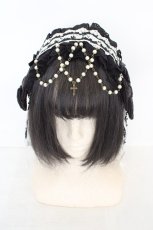 画像2: LOLITA他 / パールチェーンヘッドドレス  クロ×シロ O-26-08-05-007-LO-AC-IG-ZT639-F005 (2)