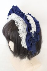 画像1: 制作日和 / ボンネ風カチューシャ  ブルー O-26-08-05-009-LO-AC-OW-OS (1)