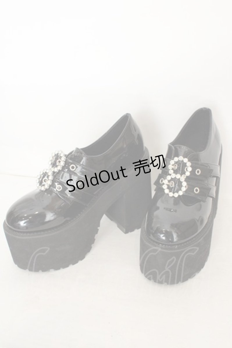 画像1: Bubbles / ダブルバックル厚底シューズ 38 クロ O-26-08-05-013-LO-SH-OW-OS (1)