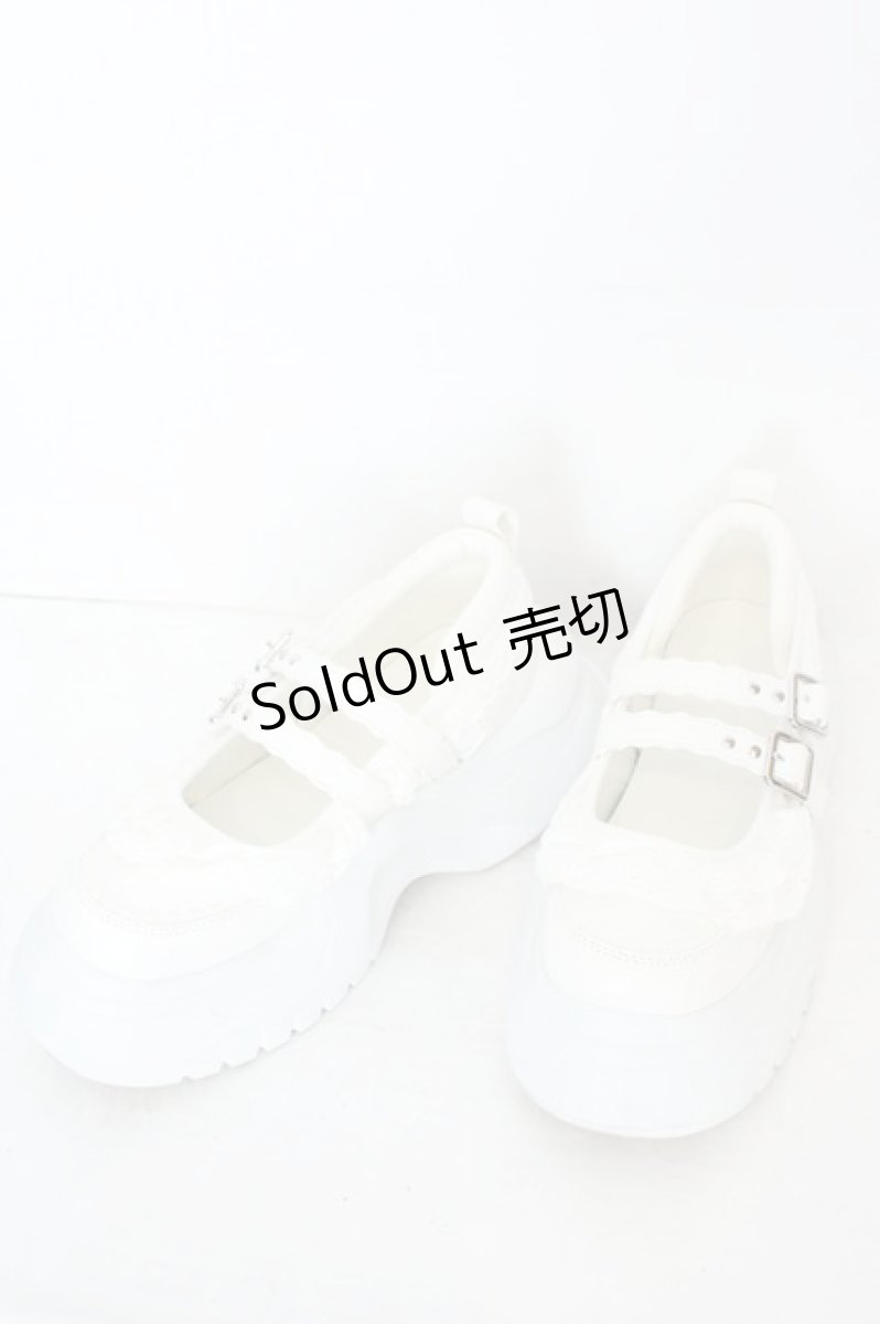 画像1: merry jenny / frill mary jane metal sneakers　スニーカー M オフシロ O-26-08-05-014-LO-SH-OW-ZT0814W (1)