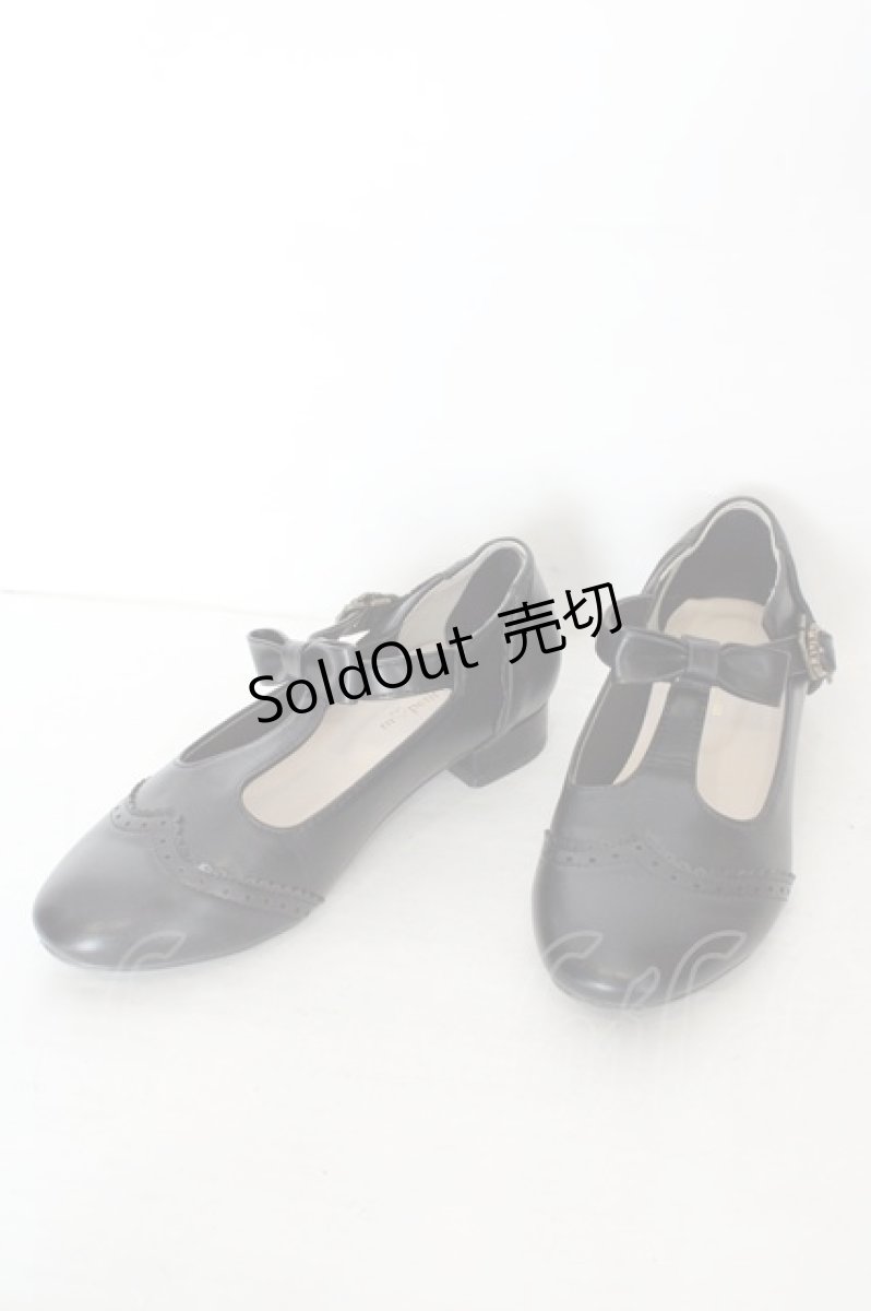 画像1: m petit by misako / AMPUリボンストラップパンプス S クロ O-26-08-05-017-LO-SH-OW-OS (1)