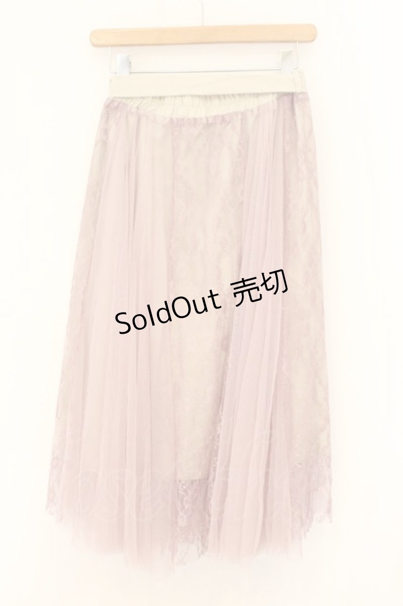 画像3: axes femme POETIQUE / レースｘチュールロングスカート M ピンク×ベージュ O-26-08-06-043-AX-SK-IG-OS (3)
