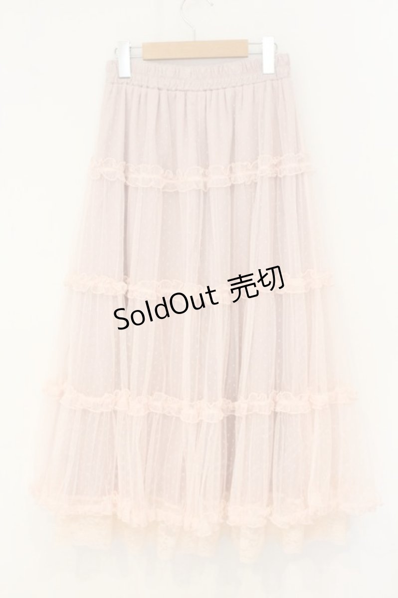 画像3: axes femme POETIQUE / チュールティアードロングスカート M ピンク O-26-08-06-005-AX-SK-OW-OS (3)