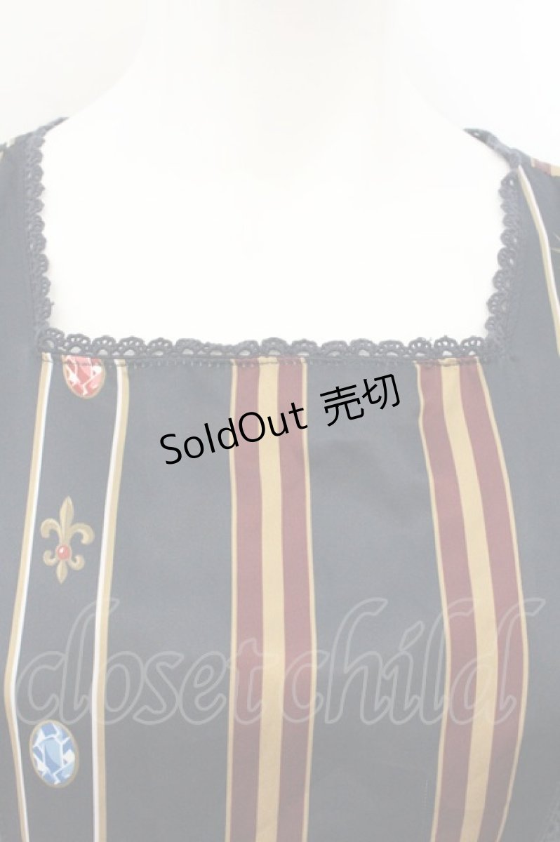 画像2: axes femme kawaii / アンティークモチーフストライプジャンパースカート M ネイビー O-26-08-06-054-AX-OP-IG-OS (2)
