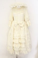 画像1: Jane Knows / ジャガードリボンワンピースセット  アイボリー O-26-08-06-065-LO-OP-IG-OS (1)