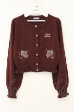 画像1: axes femme kawaii / 葡萄刺繍ニットカーデ M ワイン O-26-08-06-079-AX-TO-OW-OS (1)