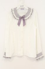 画像1: axes femme kawaii / ピクニックブラウス M シロ×ラベンダー O-26-08-06-080-AX-BL-OW-OS (1)