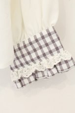 画像3: axes femme kawaii / ピクニックブラウス M シロ×ラベンダー O-26-08-06-080-AX-BL-OW-OS (3)