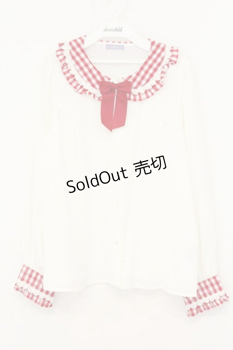 画像1: axes femme kawaii / ピクニックブラウス M シロ×アカ O-26-08-06-081-AX-BL-OW-OS (1)