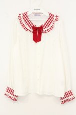 画像1: axes femme kawaii / ピクニックブラウス M シロ×アカ O-26-08-06-081-AX-BL-OW-OS (1)
