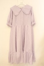 画像1: m petit by misako / ギンガムチェック半袖ワンピース 5L ラベンダー O-26-08-06-020-LO-OP-OW-OS (1)