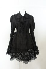 画像1: lolita charm / ラッセルレース配色ワンピース M クロ（真っ黒ではない） O-26-08-07-001-LO-OP-OW-OS (1)