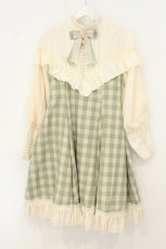 画像1: BABYGOD / チェック切替ワンピース  グリーン×生成り O-26-08-08-001-LO-OP-IG-OS (1)
