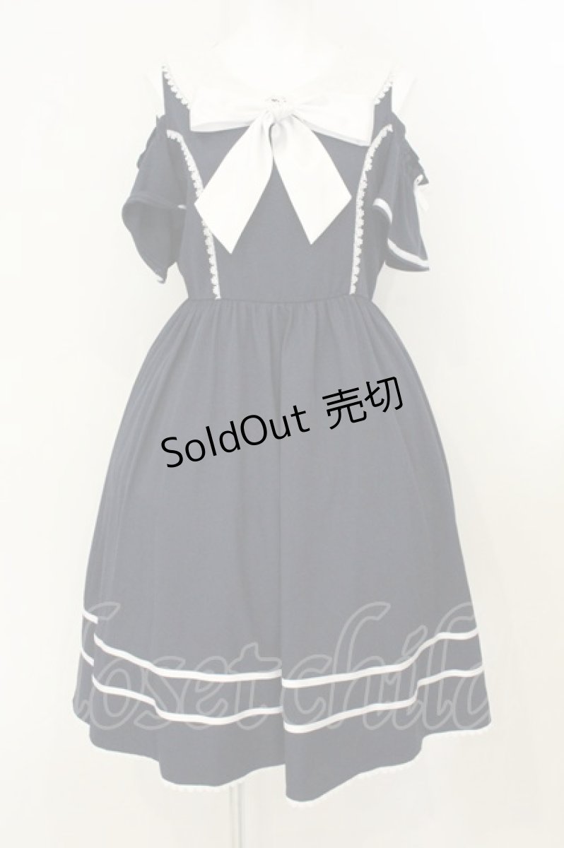画像1: axes femme kawaii / オフショルセーラーワンピース M ネイビー×シロ O-26-08-08-035-AX-OP-IG-OS (1)