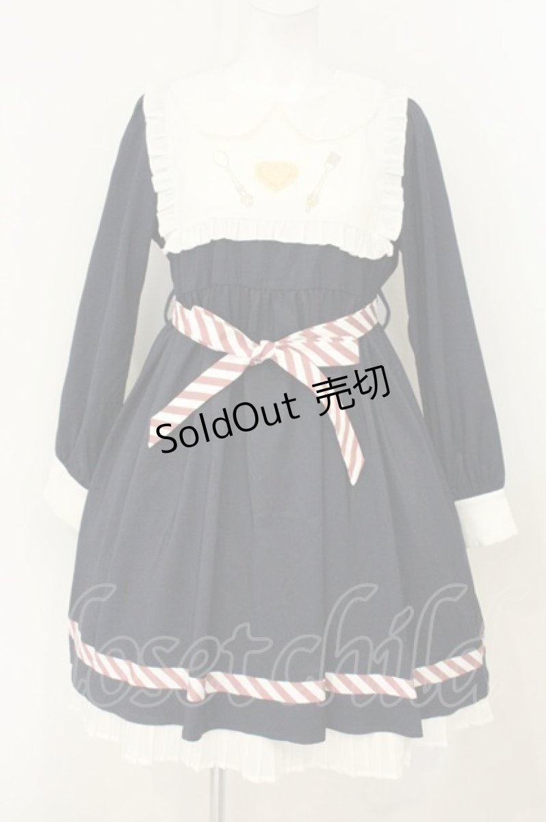 画像1: axes femme kawaii / 刺繍入りワンピース M ネイビー O-26-08-08-038-AX-OP-IG-OS (1)