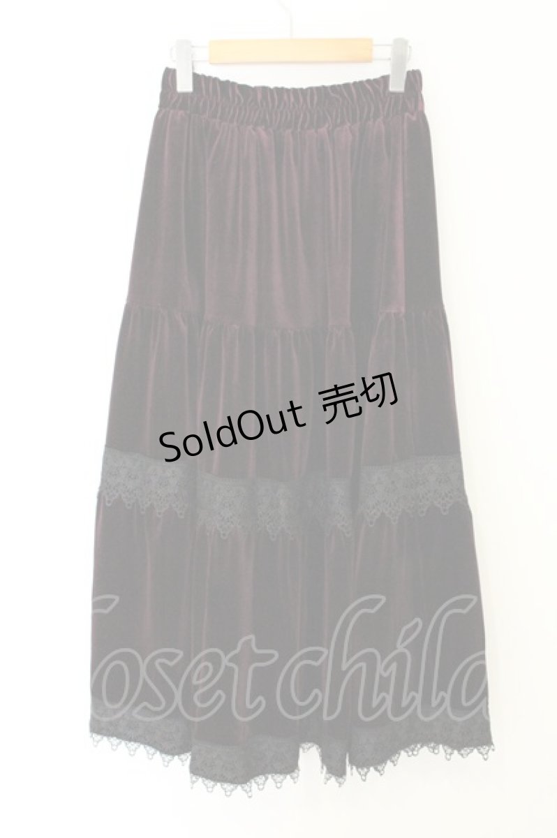 画像4: axes femme / ベロアティアードロングスカート F ワイン O-26-08-08-048-AX-SK-OW-ZH (4)