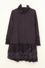 画像1: PINK HOUSE / ハイネックシフォンフリルワンピース  パープル O-26-08-08-061-LO-OP-OW-OS (1)