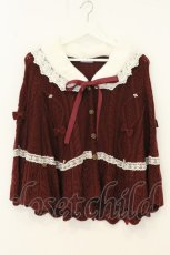 画像1: axes femme kawaii / ファーカラーニットケープ  ワイン O-26-08-08-007-AX-TO-IG-OS (1)