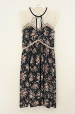 画像1: axes femme / ばら柄ノースリワンピース M ネイビー O-26-08-08-070-AX-OP-OW-OS (1)