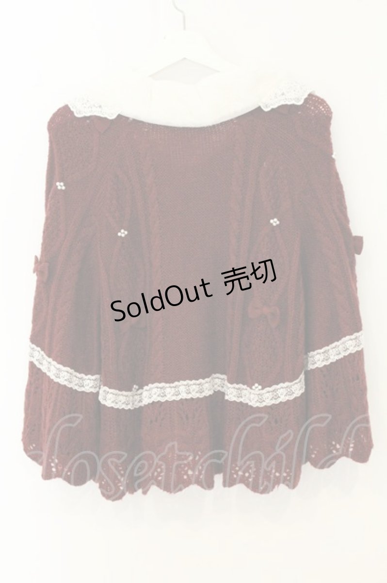 画像4: axes femme kawaii / ファーカラーニットケープ  ワイン O-26-08-08-007-AX-TO-IG-ZT324 (4)