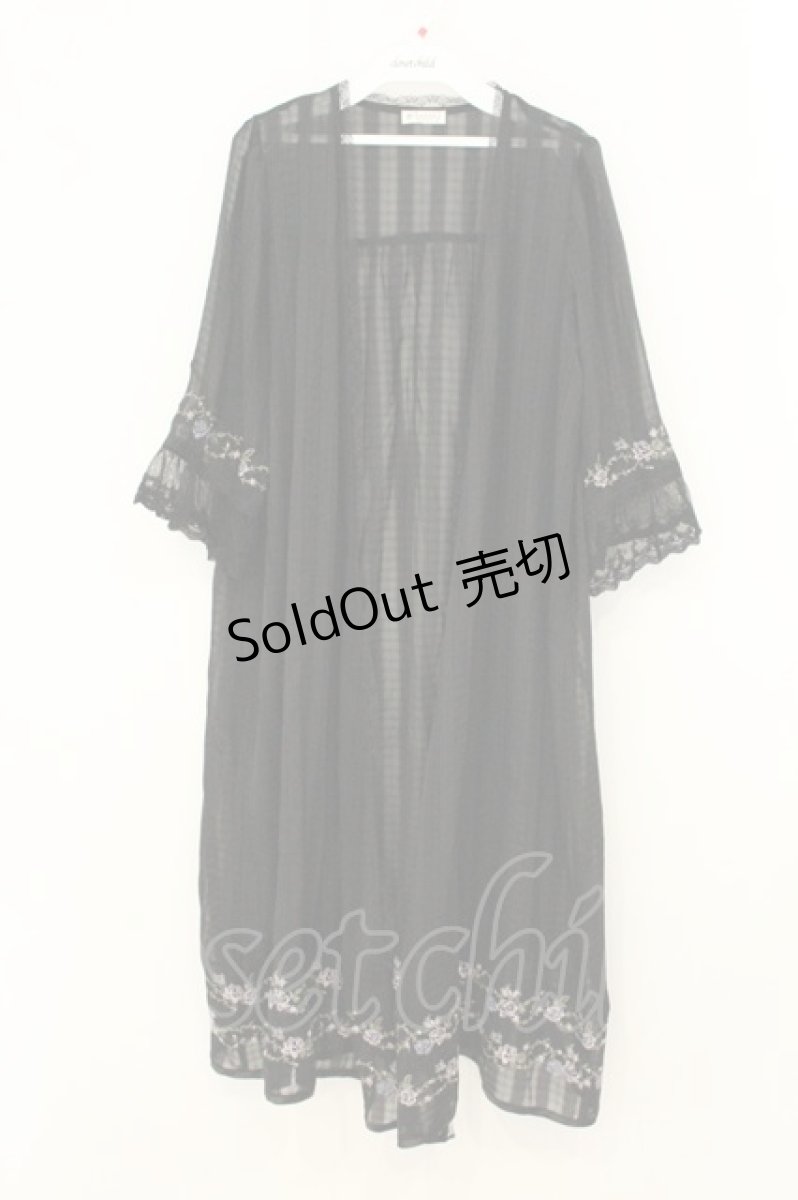 画像1: axes femme / ミュルーズ刺繍シアーガウン M クロ O-26-08-08-073-AX-TO-OW-OS (1)